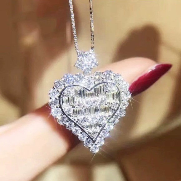 NEW 925 STERLING SILVER DIAMOND PENDANT NECKLACE - Picture 8 of 9